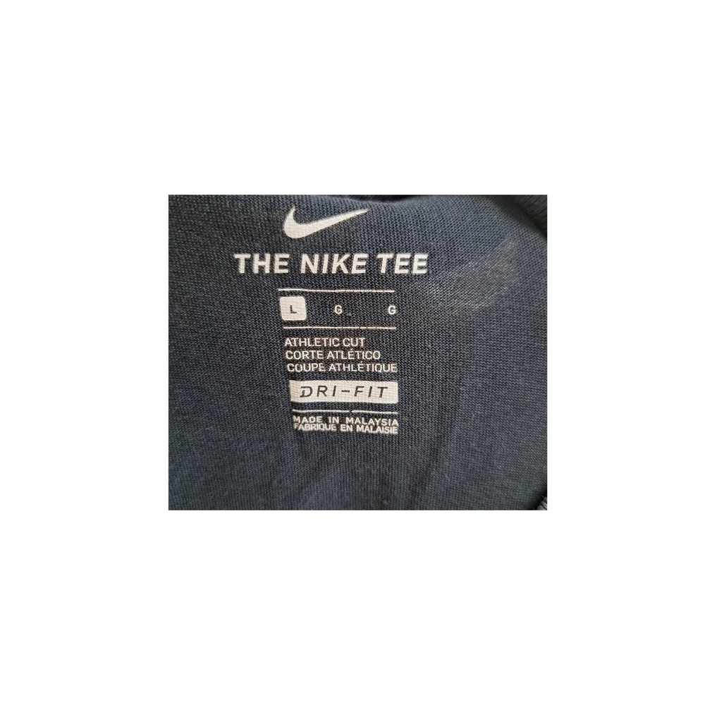 Nike Boys Dri-FIT Graphic Tee Black Blue Athletic Cut Short Sleeve Shirt Large